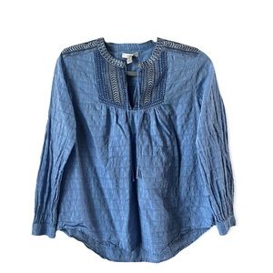 J. Crew Embroidered Bib Peasant Blouse size 4